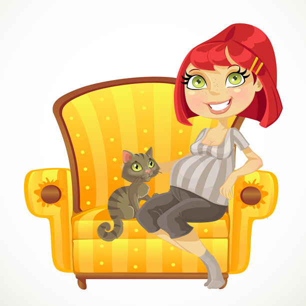 漂亮的孕妇与猫咪图片下载