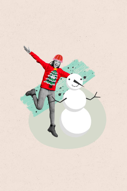 快乐积极的女孩在绘画背景上玩耍的拼贴问候图片图片下载