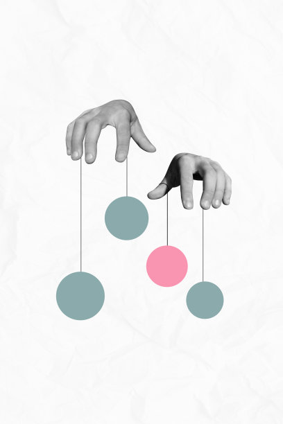 趋势模板草图设计照片拼贴，两个手握绳索，线索木偶运动，球体决策障碍，达成逃脱挑战图片下载