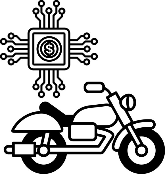 一张黑白照片，展示了一辆摩托车和放在发动机上的美元钞票。图片下载