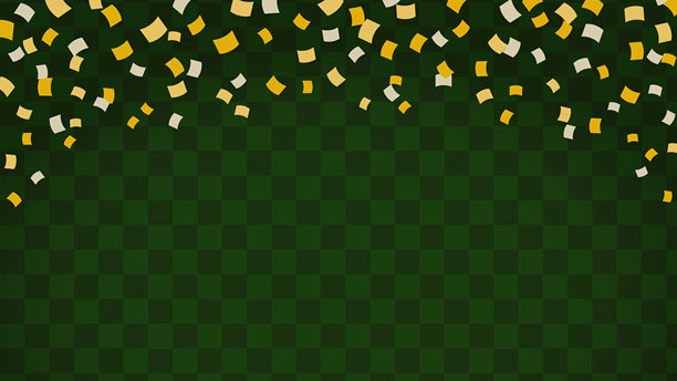 带有绿色格子图案和金色彩纸屑的日本风格背景素材图片下载