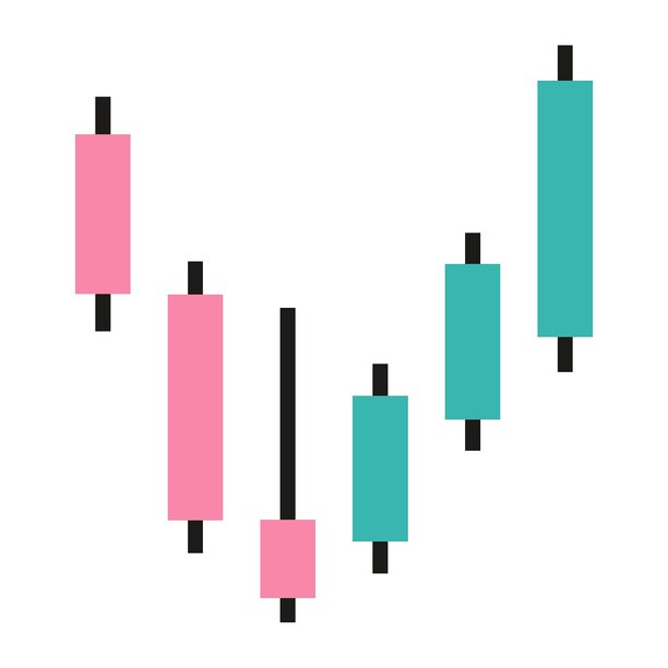 用于股票和加密货币交易的蜡烛图，展示市场动态和价格走势。现代矢量插图，白色背景上的平面设计。图片下载
