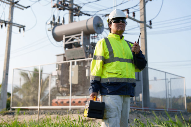 一位专家工程师正在偏远乡村地区检查高压变压器。（照片）图片下载