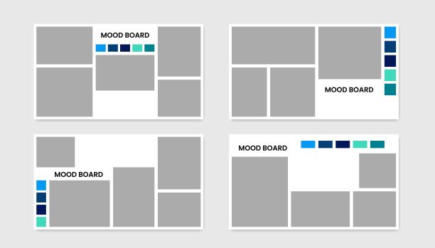 照片拼贴模板集。情绪板布局。图片相册网格背景。矢量图。图片下载