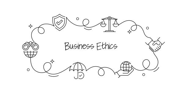 连续线条绘制的商业横幅设计。核心价值观，企业责任，诚实，信任。图片下载