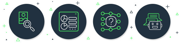 计算机API接口、神经网络、照片修饰和聊天机器人图标。矢量图。图片下载