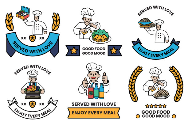 这是一组六张不同的餐厅图片。图片下载