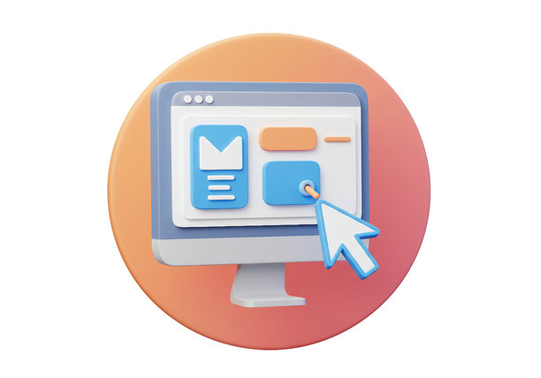 孤立的计算机屏幕，光标点击界面设计，提升用户体验图片下载