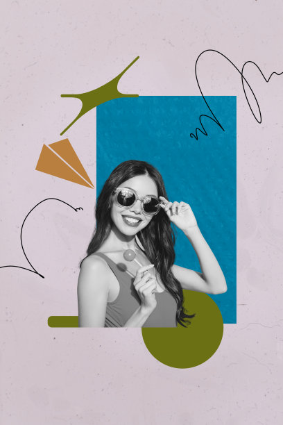 快乐的女商人与男商人的纵向照片拼贴，展示他们收到纸飞机、发展成功和统计进展。图片下载