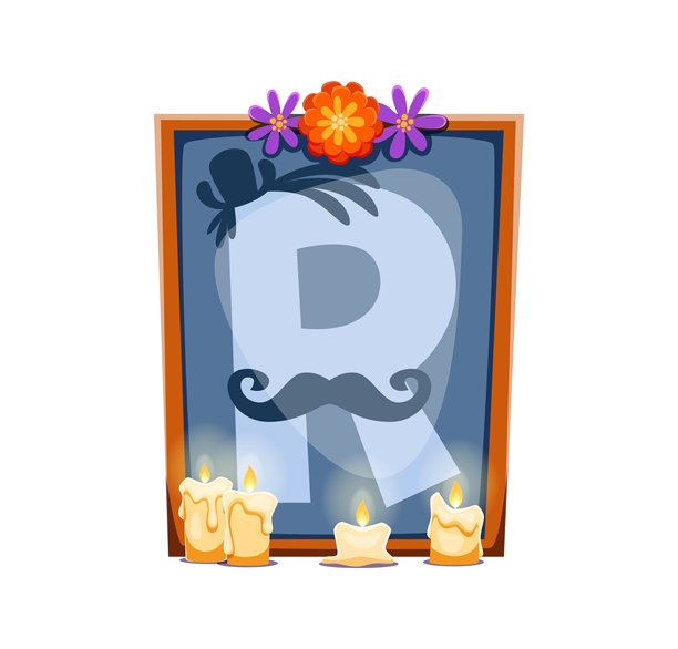 亡灵节字体，已故者的字母R图片图片下载