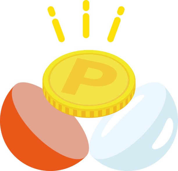 从扭蛋胶囊中冒出的奖励币，风格化的简约插图 / 插图素材（矢量插图）图片下载