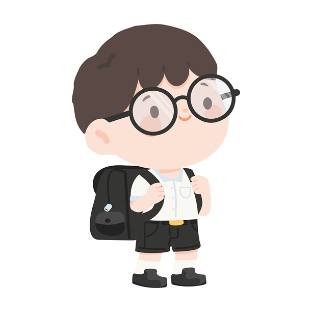 背着书包的男孩卡通插图图片下载