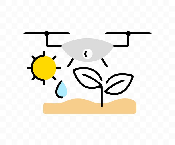 幼苗从土壤中生长出来，配有无人机，图形设计。植物、幼苗、气候和四旋翼飞行器，矢量设计与插图。图片下载