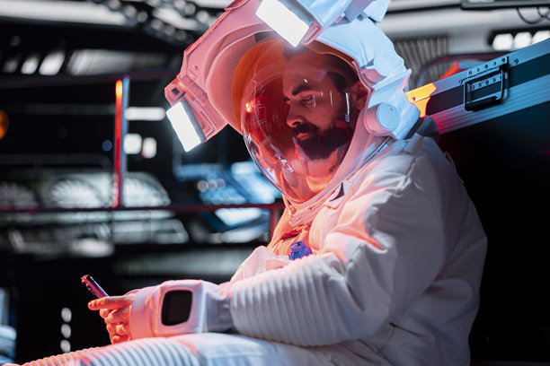 宇航员在失去意识前查看智能手机上亲人的照片图片下载