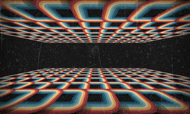 复古条纹背景、海报、横幅样本，1970年代、1980年代的复古色彩，70年代、80年代、90年代。磨损划痕的70年代风格条纹背景海报线条。旧照片颗粒效果设计图形。图片下载