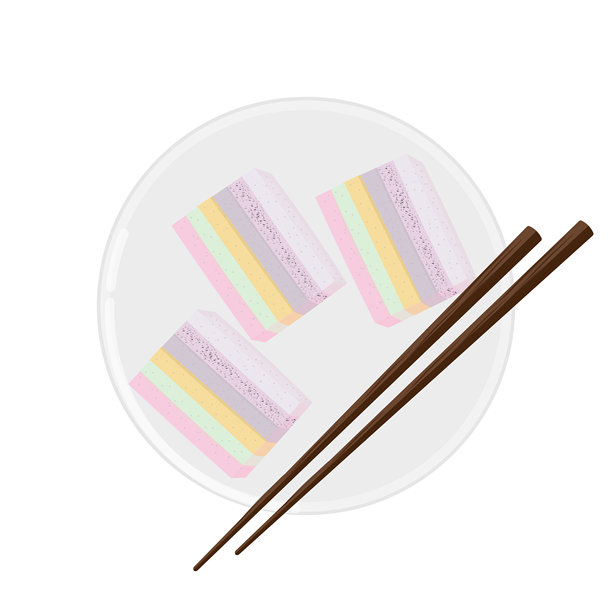 俯视图的彩虹年糕或韩国彩虹米糕图片下载