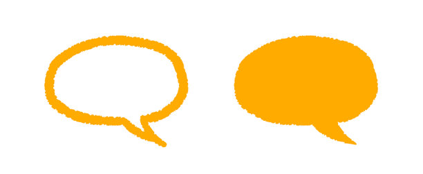 一组简单的手绘黄色对话气泡。手绘插图素材。图片下载