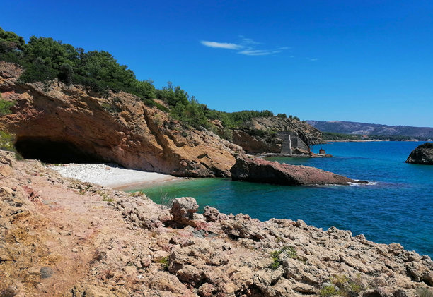 希腊岛屿塔索斯的利梅纳里亚海滩库存照片图片下载