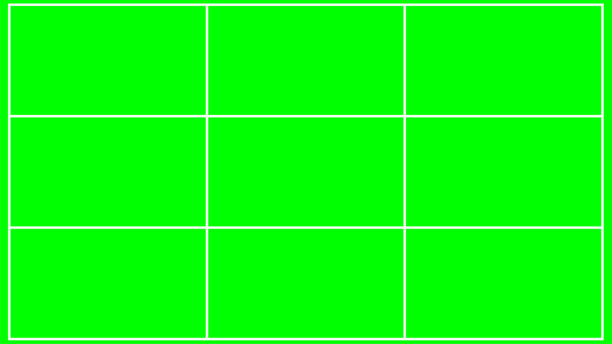 明亮的绿色屏幕背景，带有白色网格图案，非常适合色键和数字合成。非常适合需要干净、统一背景以实现特效和虚拟环境的视频制作、电影和电视项目。图片下载