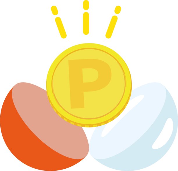 从扭蛋胶囊中冒出的奖励币，风格化的简约插图 / 插图素材（矢量插图）图片下载