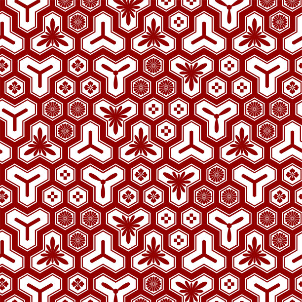 传统日本图案设计。无缝的毘沙门吉祥混合图案灵感。图片下载