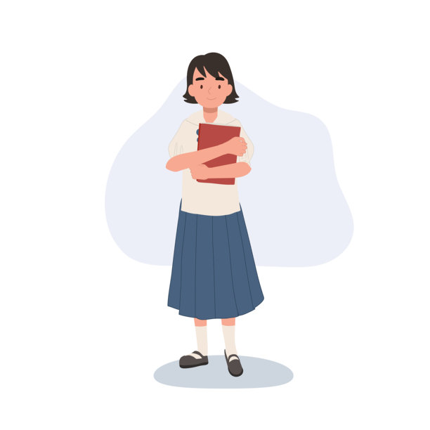 泰国小学女孩穿着校服，手持书本，教育概念。图片下载