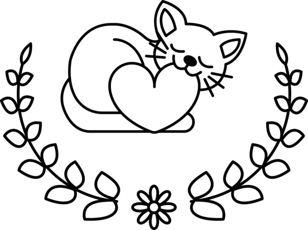 一只猫在胸前有一个心形图案睡觉图片下载