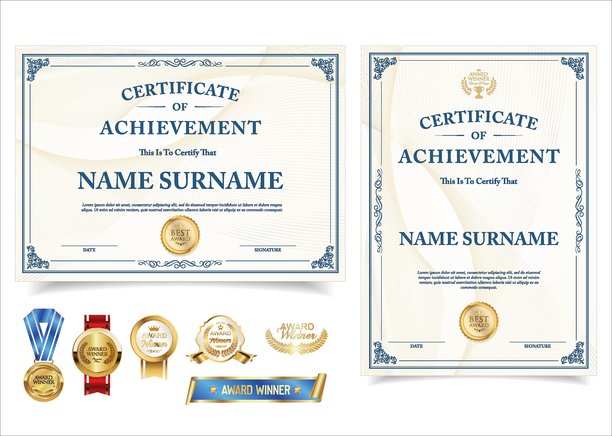 证书模板，复古边框奖状背景，获奖成就证书或文凭设计图片下载