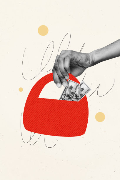 黑色星期五折扣新包购买的手持垂直照片拼贴，富有买家在涂鸦背景下展示收入和金钱。图片下载