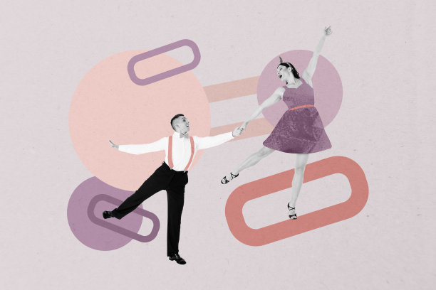 创意杂志风格的全景照片拼贴，展示快乐的情侣在周末派对庆祝活动中跳舞，享受轻松的时光。图片下载