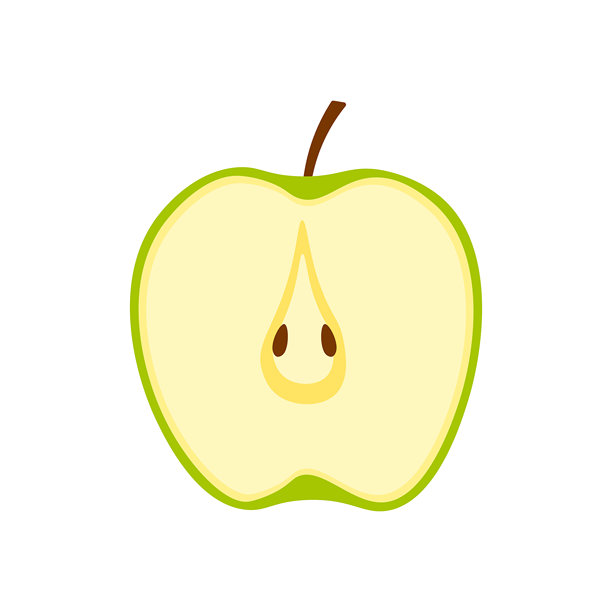 切开的绿色苹果。绿色苹果的横截面。图片下载