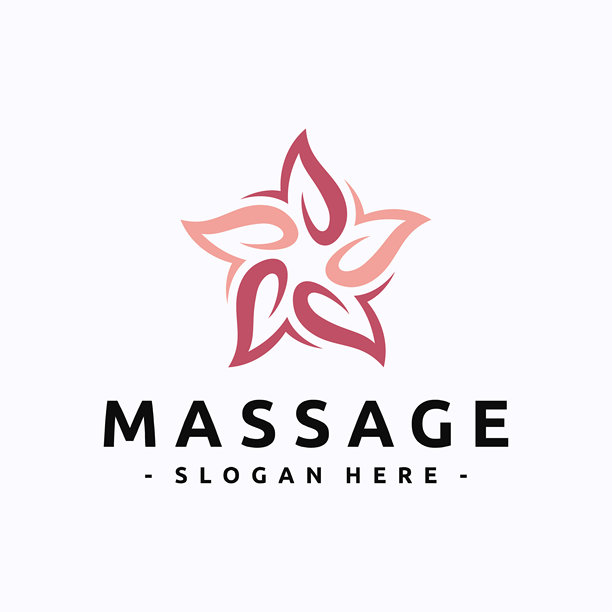 优雅的按摩logo设计，带有花卉抽象形状。适合水疗中心、健康中心、美容院、治疗、瑜伽和放松业务的品牌形象。图片下载