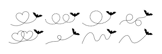 万圣节插图素材：一组飞翔蝙蝠的剪纸插图图片下载