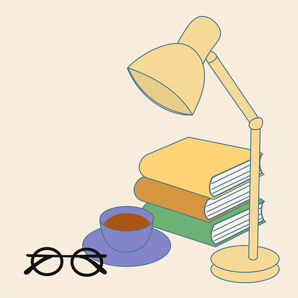 卡通书籍。回到学校的孩子插图。图书馆学习和教育主题。积极活泼有趣的知识学习概念简单贴纸艺术。适合儿童的图片卡片设计。图片下载