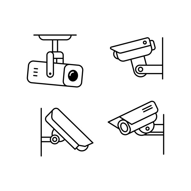 天花板上安装的监控摄像头轮廓图，用于安全监控系统。图片下载