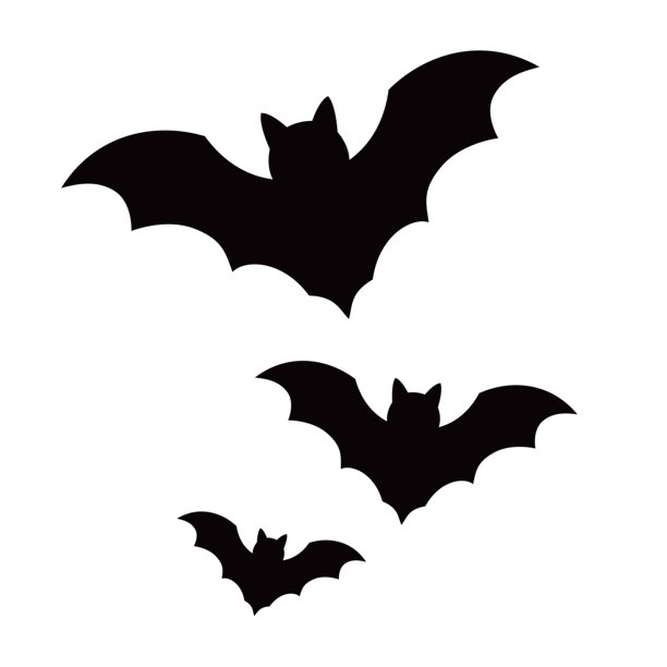 万圣节插图素材：简单的蝙蝠展开翅膀，蝙蝠剪影图片下载