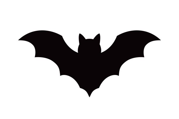 万圣节插图素材：简单的蝙蝠展开翅膀，蝙蝠剪影图片下载
