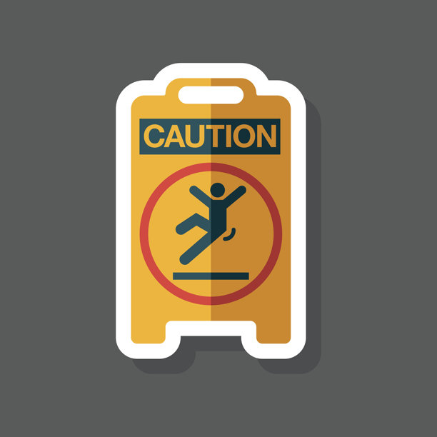 小心湿滑地面标志贴纸图标图片下载