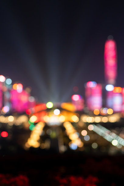 模糊的深圳夜景照片图片下载