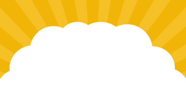 黄色放射线和白色云朵背景素材图片下载
