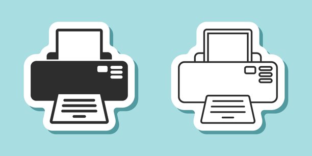 平面风格的打印机贴纸图标。孤立背景上的办公设备矢量插图。打印输出标志商业概念。图片下载