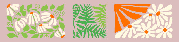 复古风格的动态花卉波浪图片下载