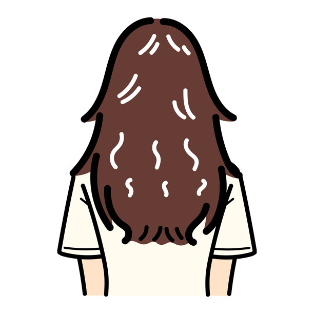 手写的长发背影矢量素材04图片下载