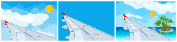 三张从飞机窗户拍摄的飞行视角图片图片下载