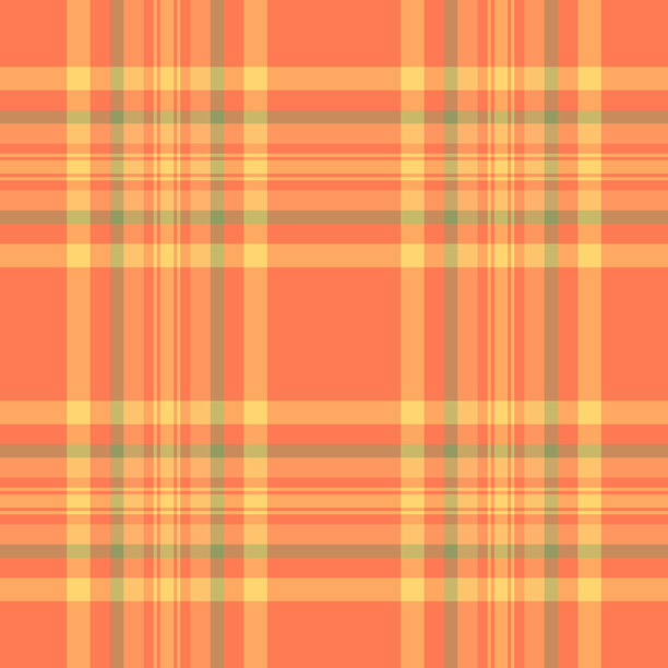 背景布料纺织背景，夹克格子图案矢量。秋季格子无缝纹理，橙色和珊瑚色调。图片下载