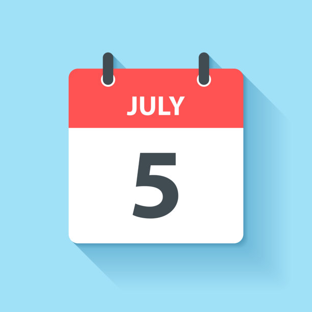7月5日-日日历图标在平面设计风格图片下载