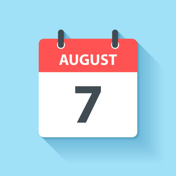 8月7日-日日历图标在平面设计风格图片下载