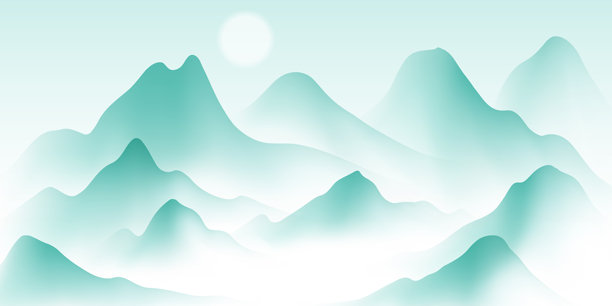 美丽的中国水墨山水画设计背景 矢量插图图片下载