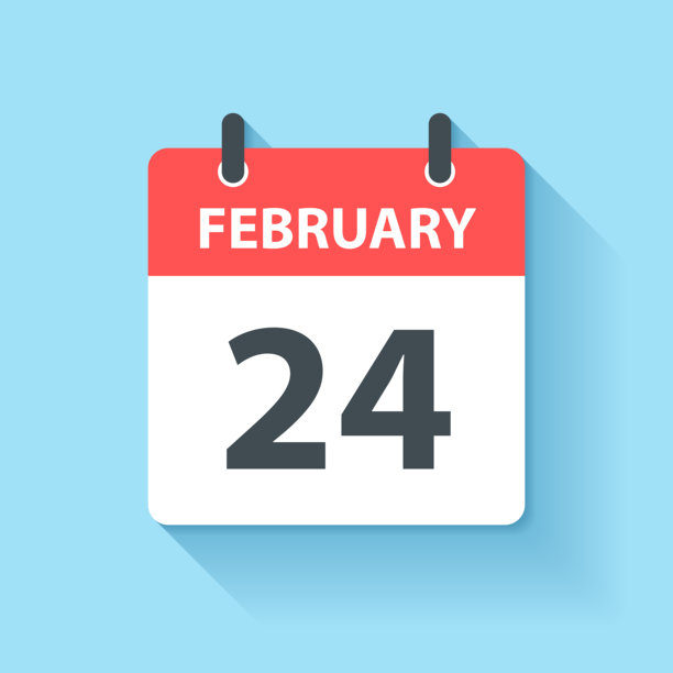 2月24日-每日日历图标在平面设计风格图片下载