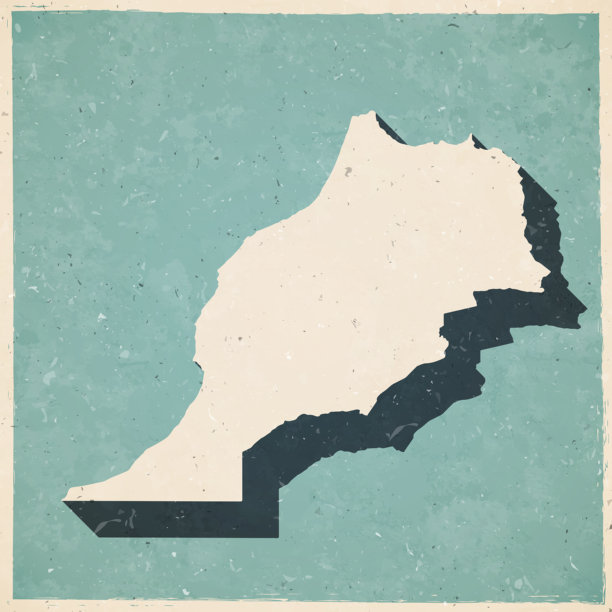 摩洛哥地图在复古风格-旧纹理纸图片下载